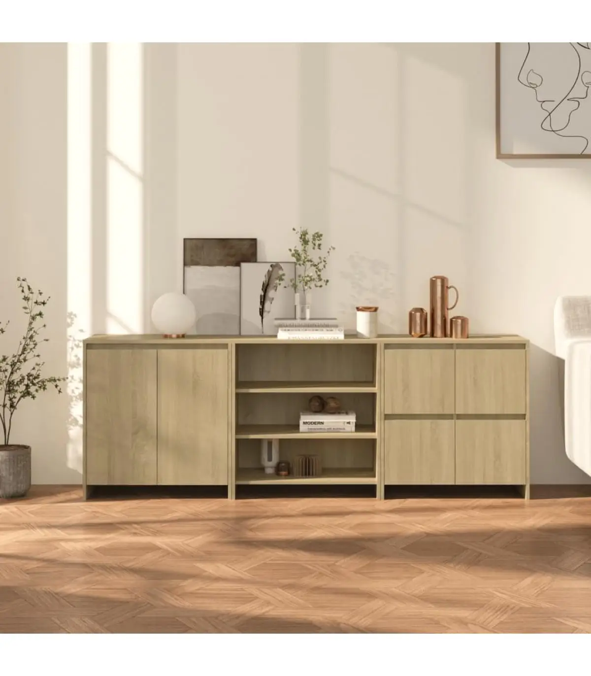 Sonoma oak wood manufacture 3-piece sideboard