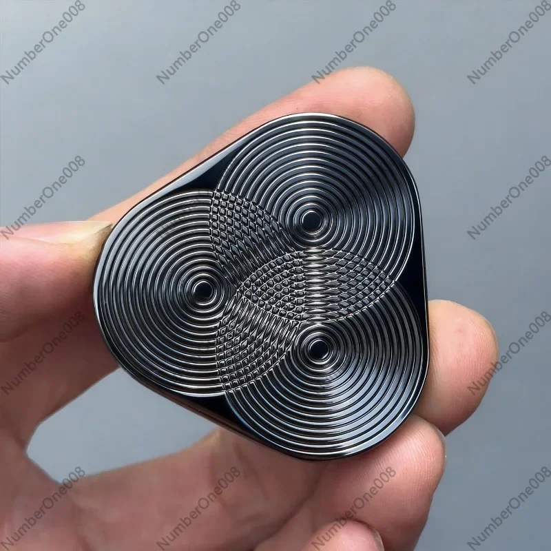 EDC Metal Fidget Toy, 3-Ring Push Card Slider with Click Coin, Finger Spinner Adult Stress Relief Hand Toy