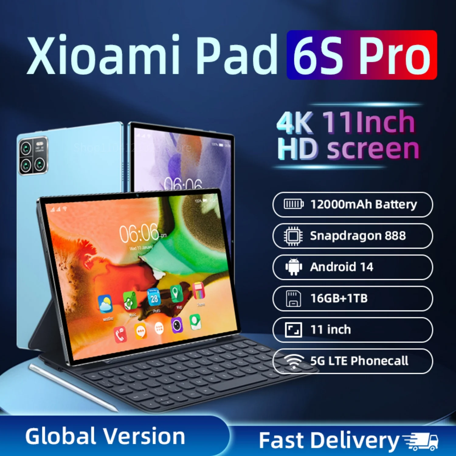 

2024 Global Version Original Pad 6S Pro Tablet PC Android 14 Snapdragon 888 Call Phone Tablets GPS 5G WiFi Dual SIM HD 4K Mi Tab