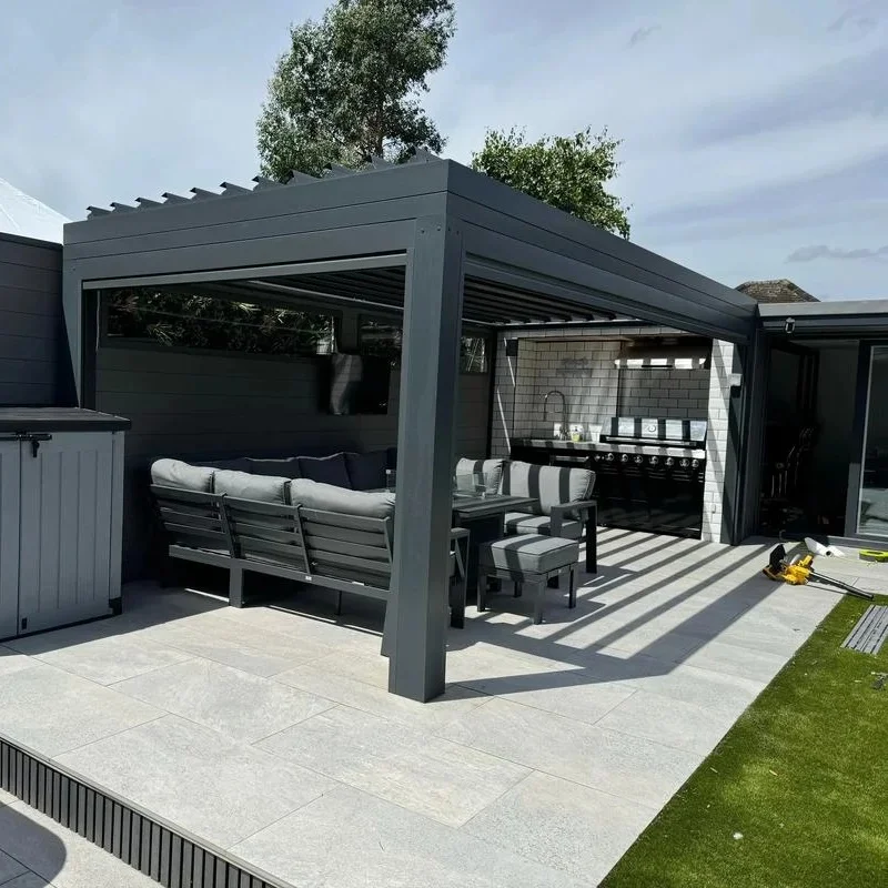 Luxury Weatherproof Patio Pergola Anyhoo 40% Faster Install Aluminum Louvre Roof System 4x3 5x5m Garden Balcony Terrace