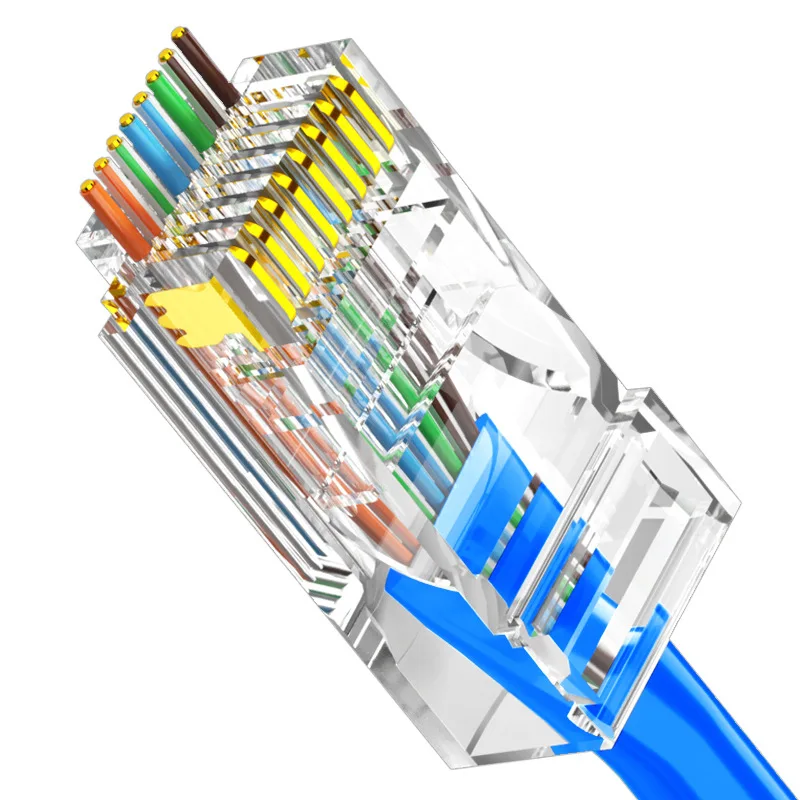 Escam 10PCS/30PCS RJ45 Connectors Cat6 Pass Through EZ to Crimp Modular Plug for Solid Stranded Network Cable