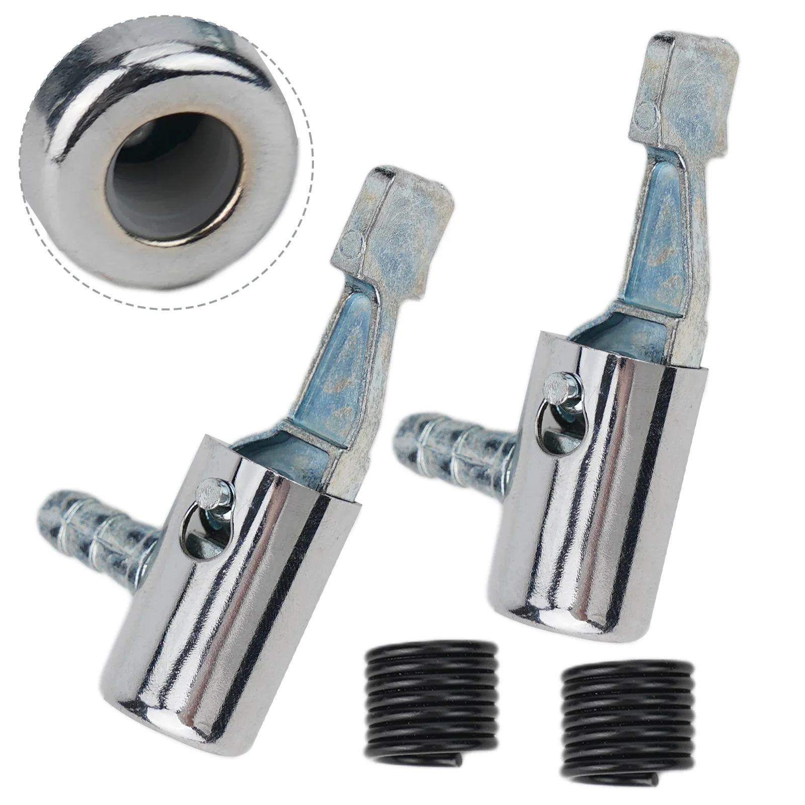 1/2Pcs Car Tire Air Chuc K Inflator Pump Valve Connector Clip-On Adapter Inflator Pump Adapter Connector + Spring For 6mm Hose