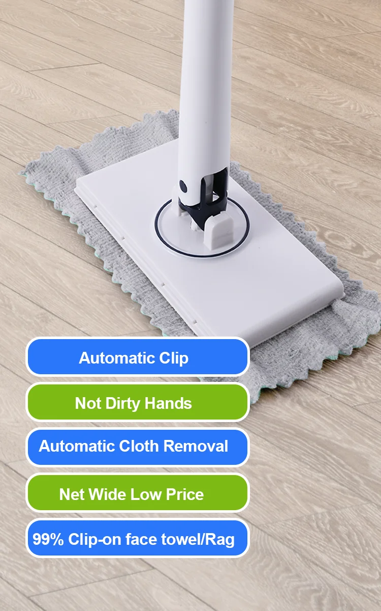 BOOMJOY Mini Mop Automatic Cloth Clip Mop Hand Free Mop for Kitchen and  Household Floor Clean with 360°Rotation Cleaning Tools