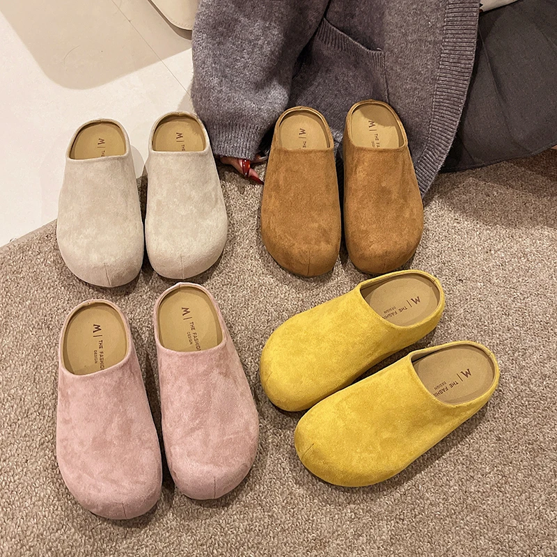 

Ретро-тапочки-мюли на платформе с внутренней танкеткой, весна 2026, новые, женские, с закрытым носком, для ленивых