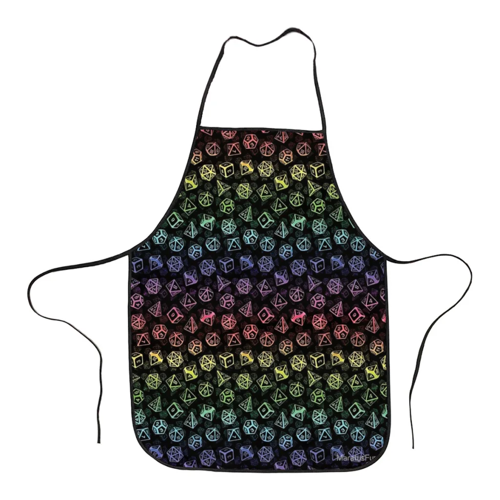 

D20 Dice Set Pattern (Rainbow) Kitchen Women Apron Household Cleaning Composite Pinafore Salon Home Cooking Baking Adult