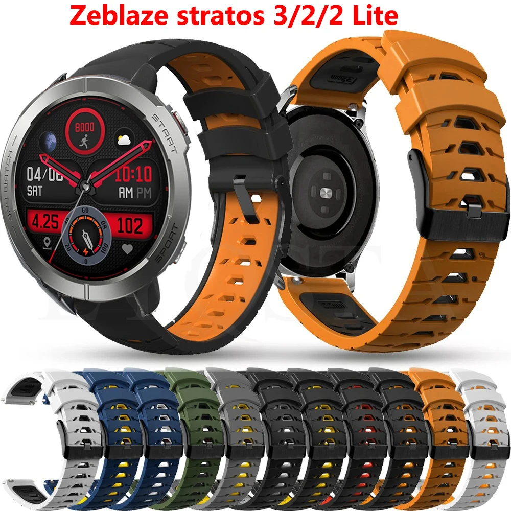 

22mm Smart Watch Band Straps for Zeblaze Stratos 3 2 Silicone Wristband for Zeblaze Stratos 2 Lite Band Bracelet Accessories