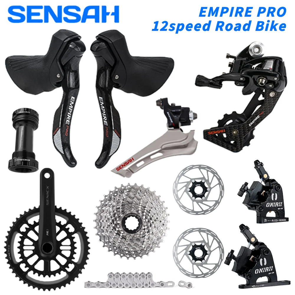 

EMPIRE PRO Road Bike Kit 2x12 Speed with12S Shifter Chain Cassette Hydraulic Brakes Crankset for 105 R7000 SRAM SENSAH NEW