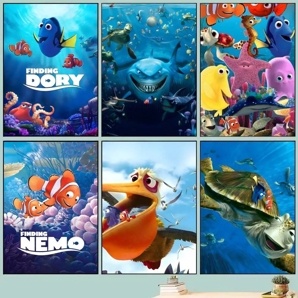 Movie F-Finding Cartoon N-Nemo Posters Self Adhesive Waterproof Ideal For Living Room Bedroom Bar Decoration