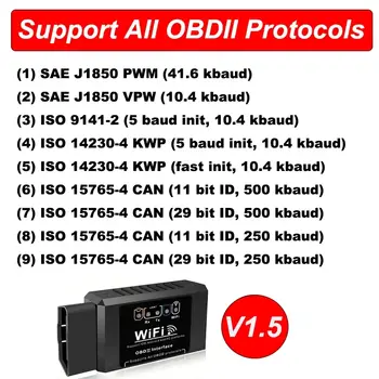 熱門 ELM327 WiFi OBD2 故障碼讀取器 V1.5 汽車診斷工具,適用於安卓/iOS/PC 系統的汽車故障偵測器 6 最佳銷售 汽車診斷工具 - №5