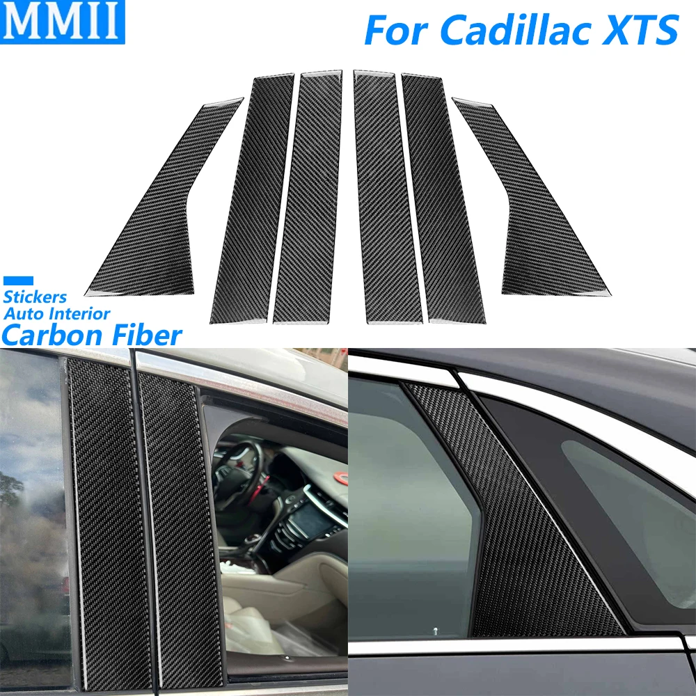 For Cadillac XTS 2013-2019 Real Carbon Fiber Exterior Door B-pillar Panel Decorative Cover Car Accessories Decoration Sticker