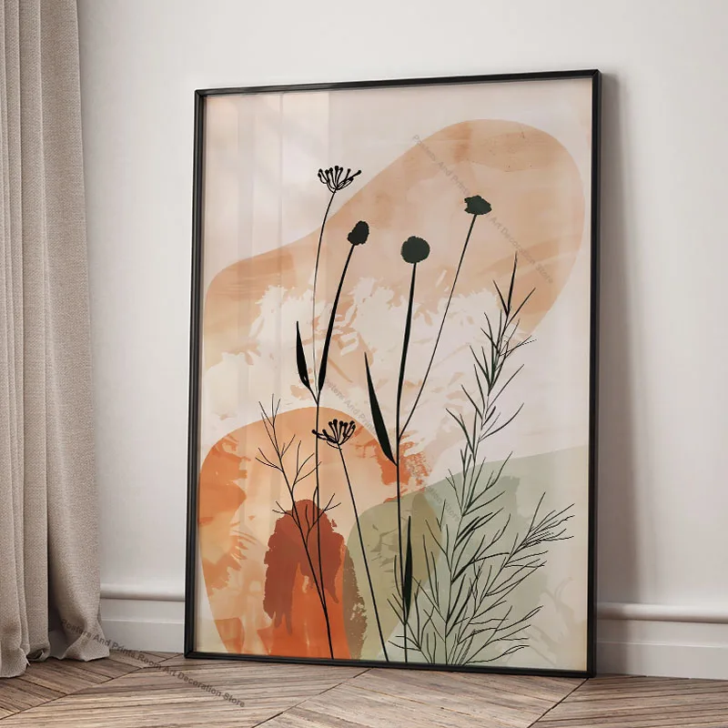 Botanical Art Plant Leaves Vase Lemon Wall Art Print Canvas Painting Abstract Poster Pictures For Living Room,Bedroom Home Decor