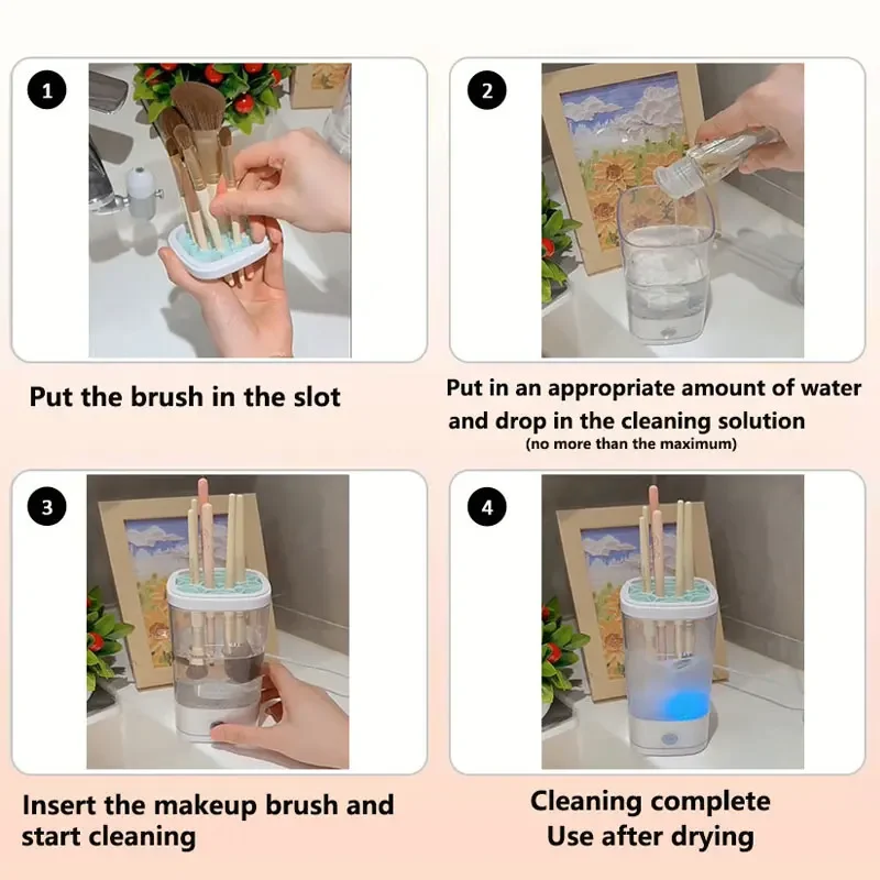 Machine de nettoyage de brosse de maquillage électrique pour nettoyeur de brosse de maquillage Plug and Play brosse de nettoyage rapide électrique Portable