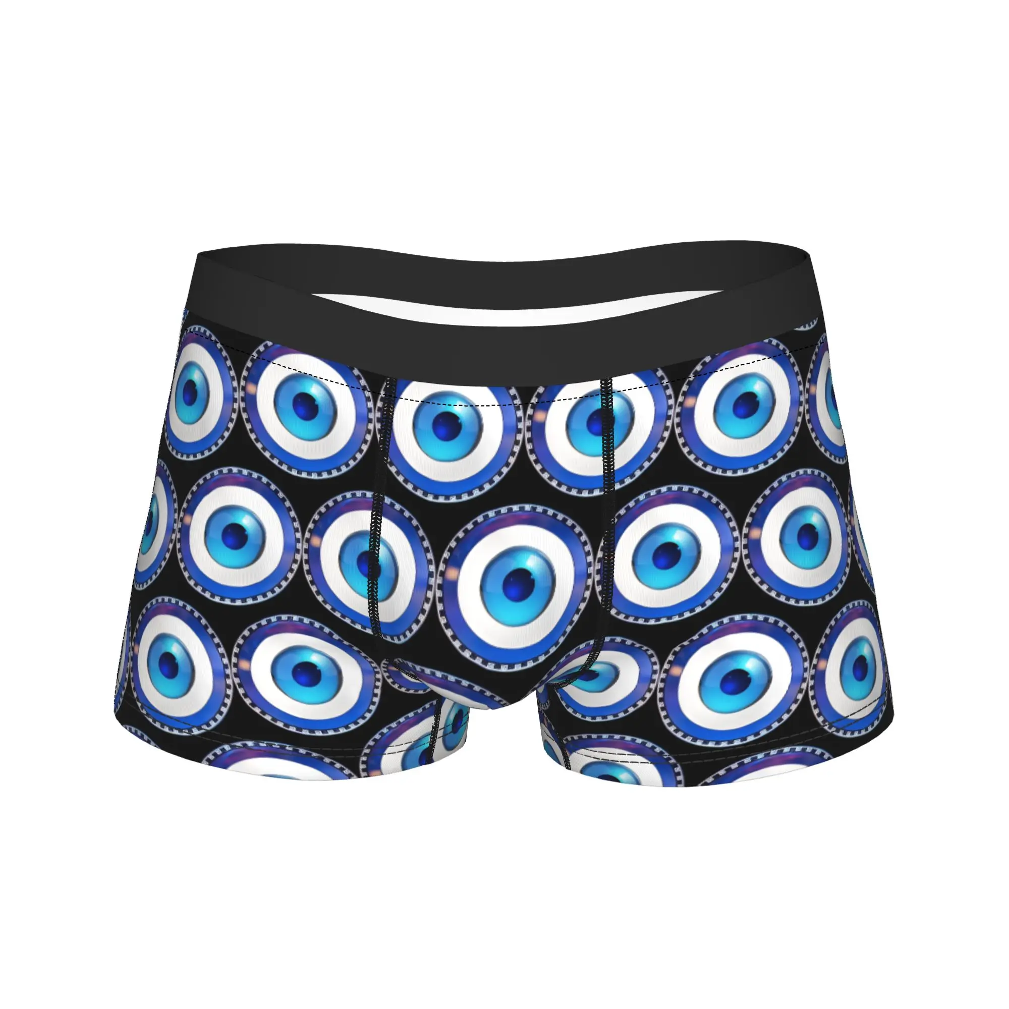 Mati Evil Eye Blue Small Greek Keys Boxer Shorts Pouch Underwear Hot Sale Custom DIY Shorts Briefs Man Underpants Large Size