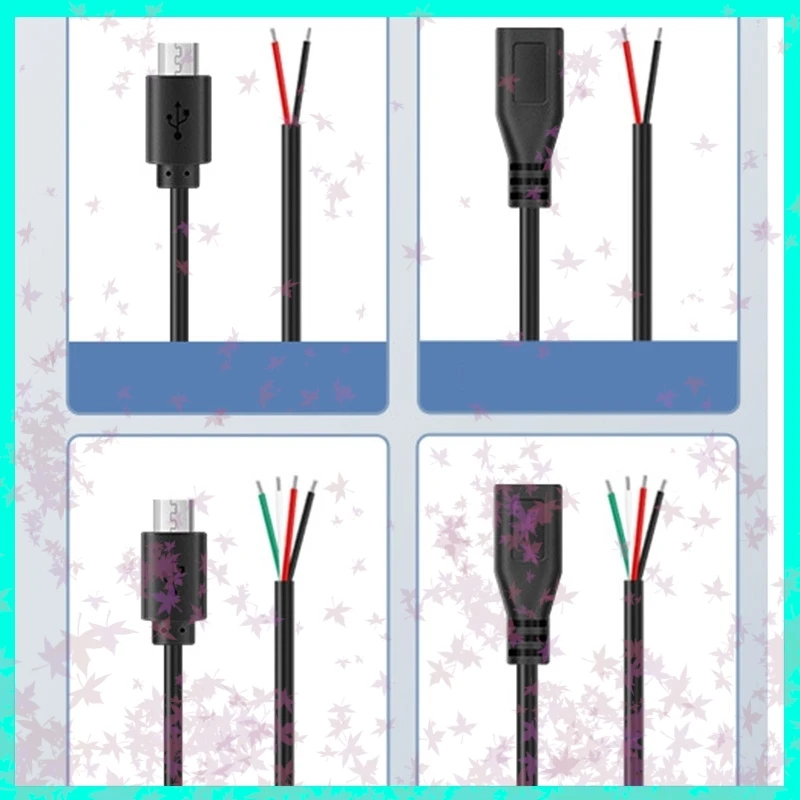 30CM Micro USB 2.0 A Femmina Jack Interfaccia Android 4 Pin 2 Pin Maschio Femmina Cavo di ricarica dati di alimentazione Connettore E3
