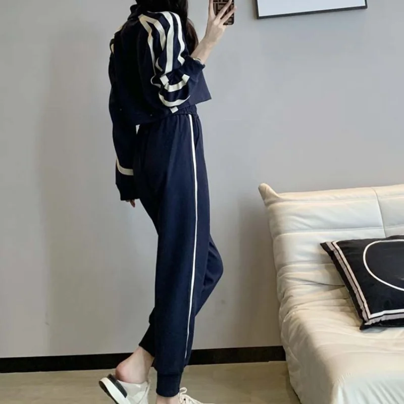 Sweatshirt Korea Stylish Casual Ladies Trouser Sport Tracksuit Women\'s Pants Two Piece Set Co Ord Clothing Trend 2024 D Classy