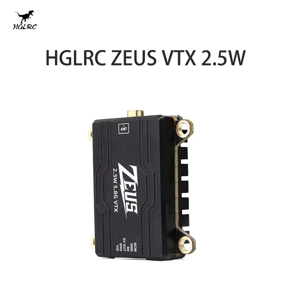 HGLRC ZEUS VTX 2.5W 5.8G 40CH 2500mW Image Transmission Adjustable CNC Shell Heat Dissipation 2-6S LIPO for FPV Long Range