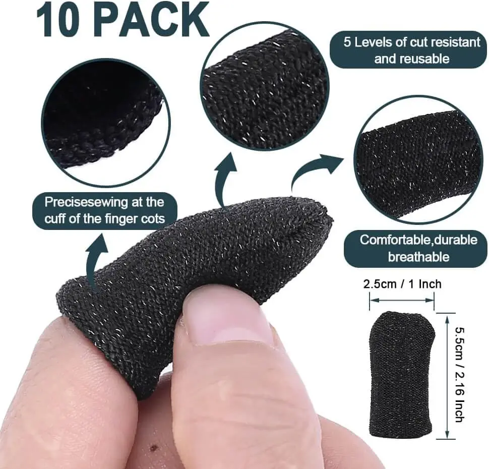 Hanboost 10 PCS Cut Resistant Finger Sleeve Protectors, Level 5 Protection Anti-Cut Cots for Model Builders, 3D Printing, DIY