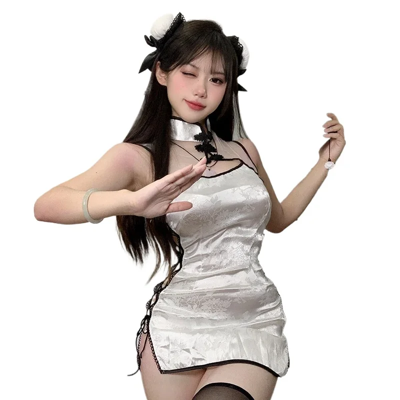 Robe Qipao Chinoise Pour Femme, Lingerie sexy, Bandage À Fente Haute, Uniforme Cheongsam, Costume De Boîte De Nuit Anime