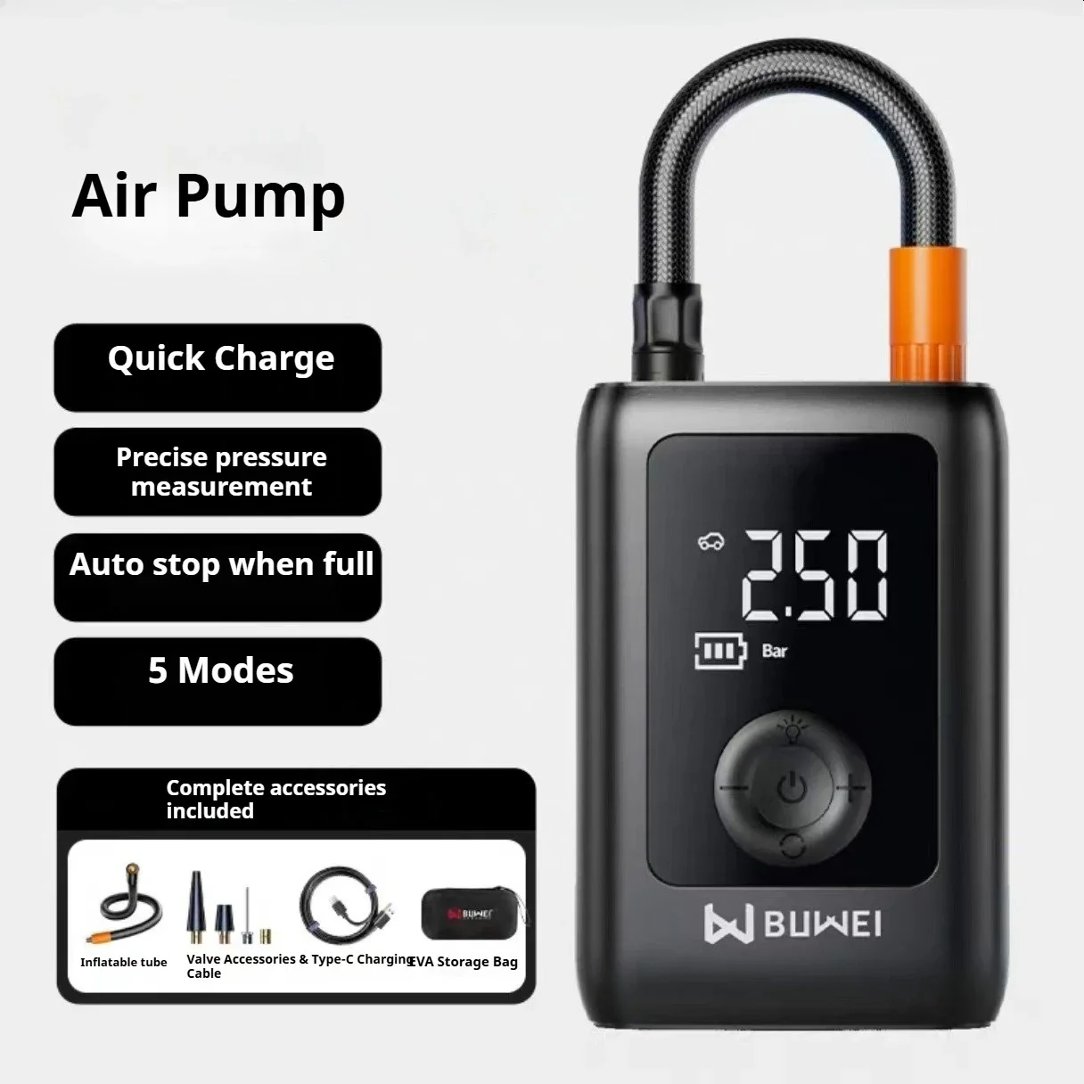2D 2000mAh Portable Air Pump, Dual Function Tire Inflator with LED Lights for Various Vehicle Models, 12V USB Fast Charging 1PC
