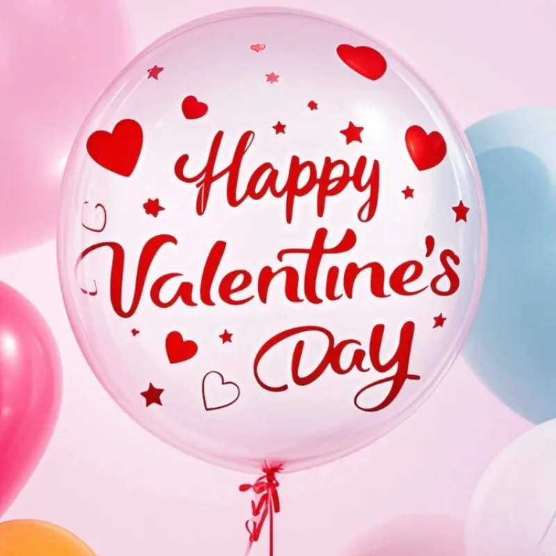 Random Color Valentine's Day Transparent Balloon Stickers, Excluding Balloons,Valentine's Day Party Decorations,Wall Decorations