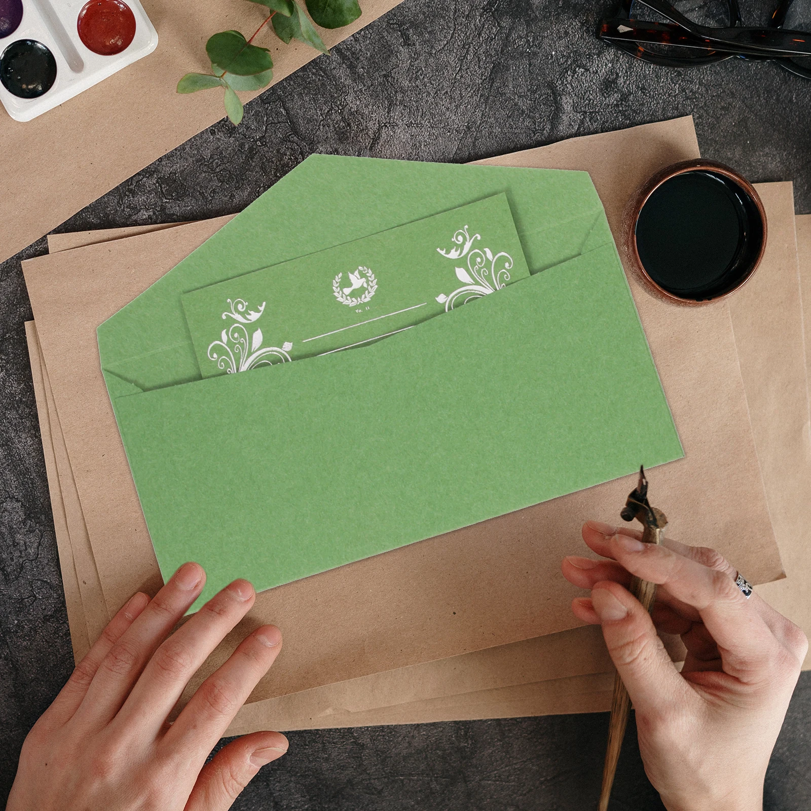 

12 Sets Invitation Envelopes Thick Paper Retro Design Wedding Bridal Shower Stationery Set Greeting Cards Gift Letter Writing