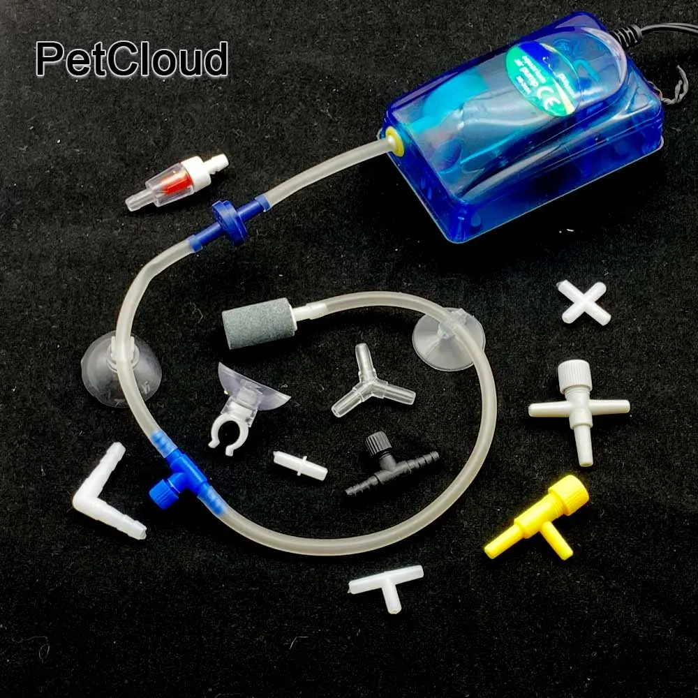 Aquarium Fish Tank Air Pump Connector T Cross Shaped Oxygen Pump Control Valve Air Stone Tube Suction Cup Aquarium Accessories