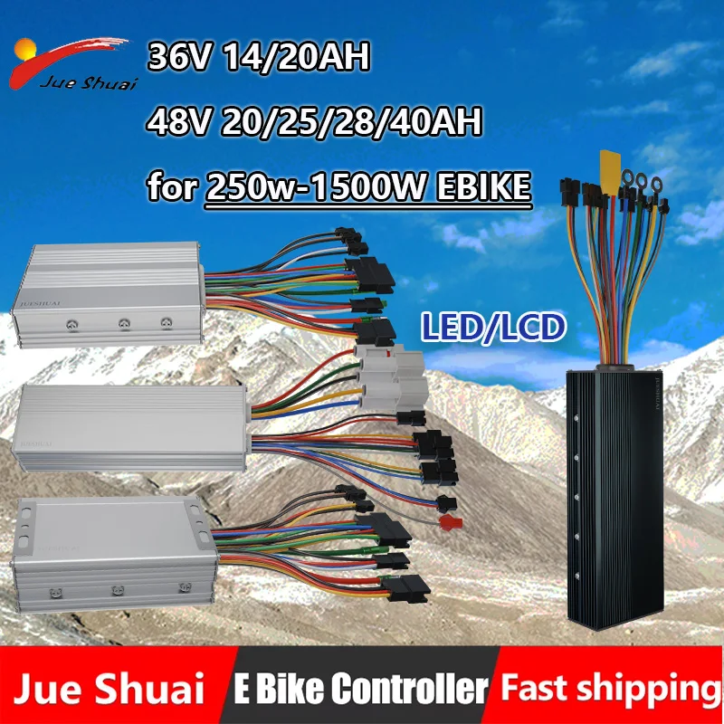 Electric Bicycle Brushless Controller 36V/48V 250W/350W/500W/1000W/1500W Circuit Control Device for Mountain Electric Bike