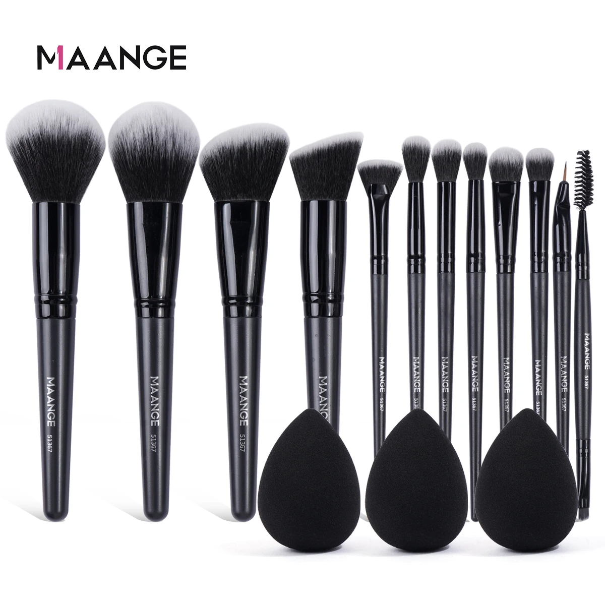 MAANGE 15pcs Makeup Tool Set 12 Pcs Makeup Brush Set Professional Brushes Foundation Makeup Sponges Puff  3 Beauty Eggs Gift Kit