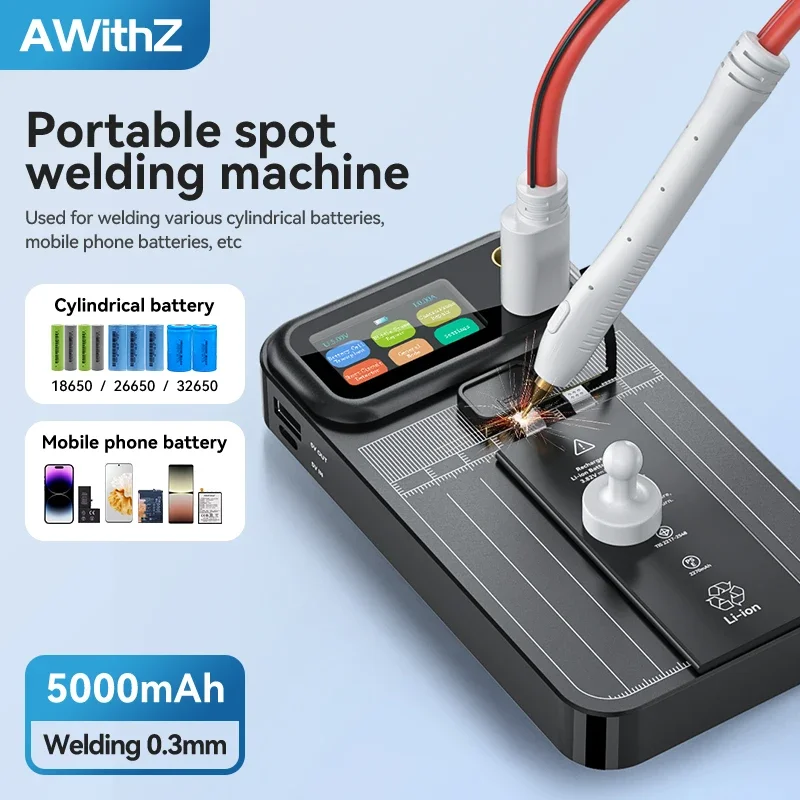 AWithZ Portable Handheld Small Spot Welder 5000mah Mini Spot Welding Machine Battery Soldering DIY Spot Welder Repair Tool