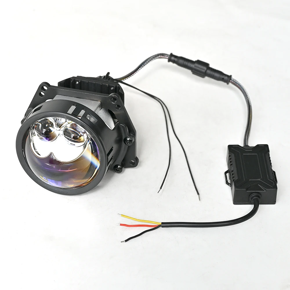 2 Pcs Car 3 inch Dual Beam Bi Laser LED Lens Headlight 12V 180W 6000K With Angel Eyes For H4 H7 9005 9006 Auto Accessories