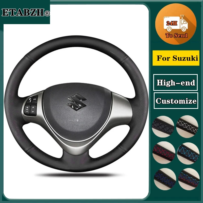 Braid Car Steering Wheel Cover For Suzuki Jimny 2015-2018 Hand Sewing Microfiber Leather Steering Wrap Car Accessories