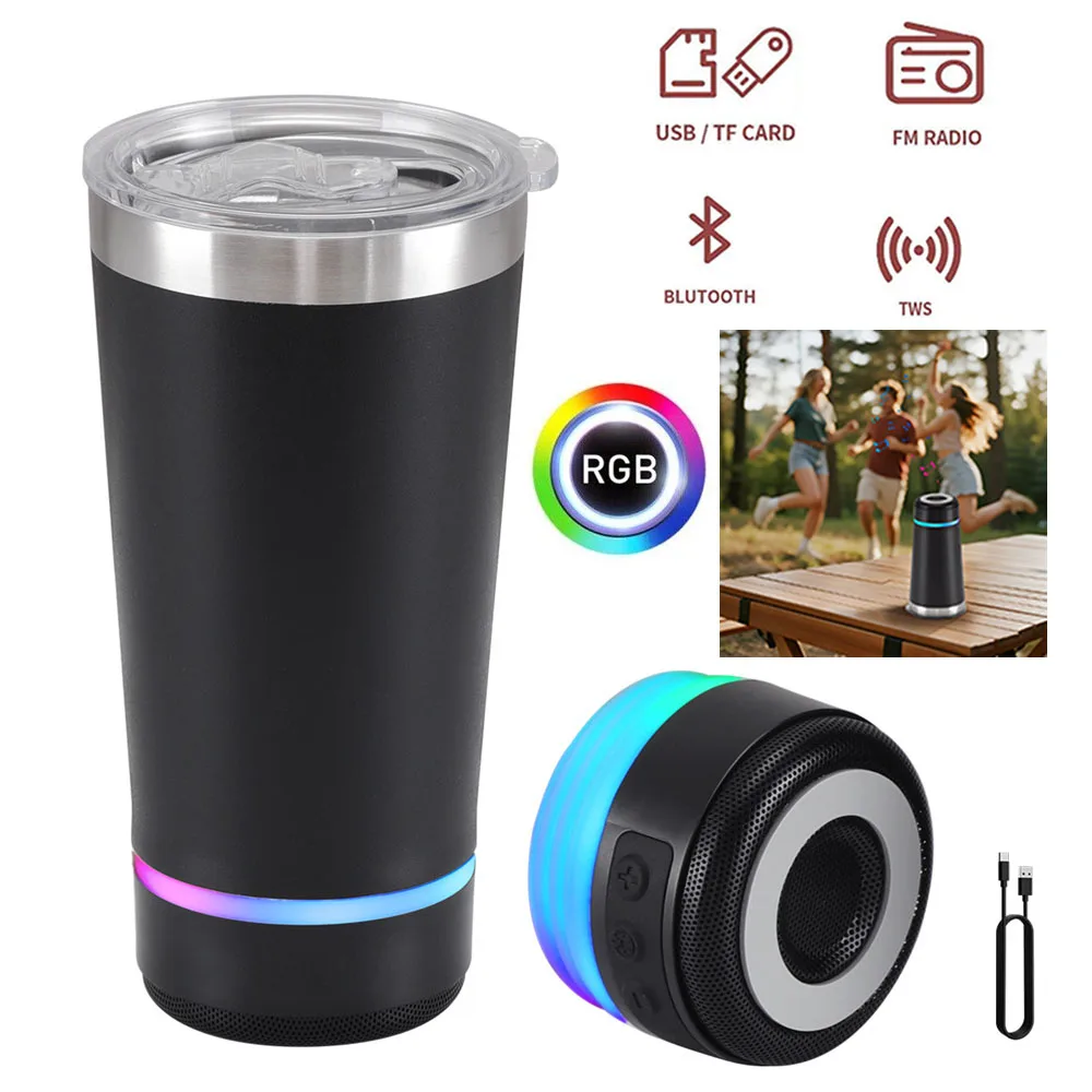 Portable Bluetooth Speaker With Lights Powerful Clear Sound TWS Paring USB TF Small Wireless Speaker For Outdoor Home Travel_voghion.com