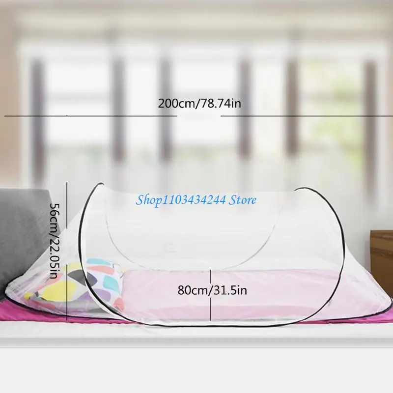 شبكة شبكية قابلة للتنفس لخيمة سفر محمولة لسرير واحد مع تصميم منبثق وغطاء خيمة تخييم قابل للطي