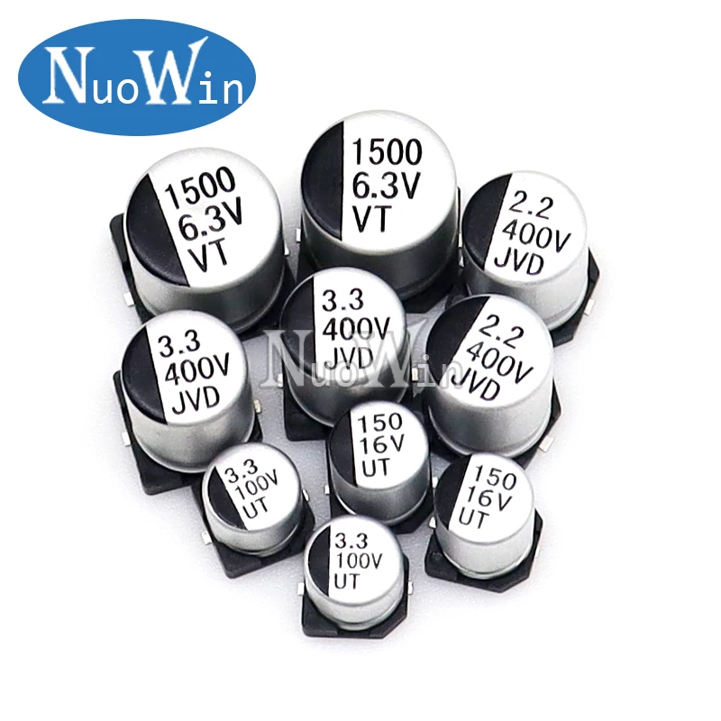 10PCS SMD Aluminum Electrolytic Capacitor 10V/16V/25V/35V/50V 0.47UF 2.2UF 10UF 33UF 68UF 100UF 220UF 330UF 470UF 1000UF