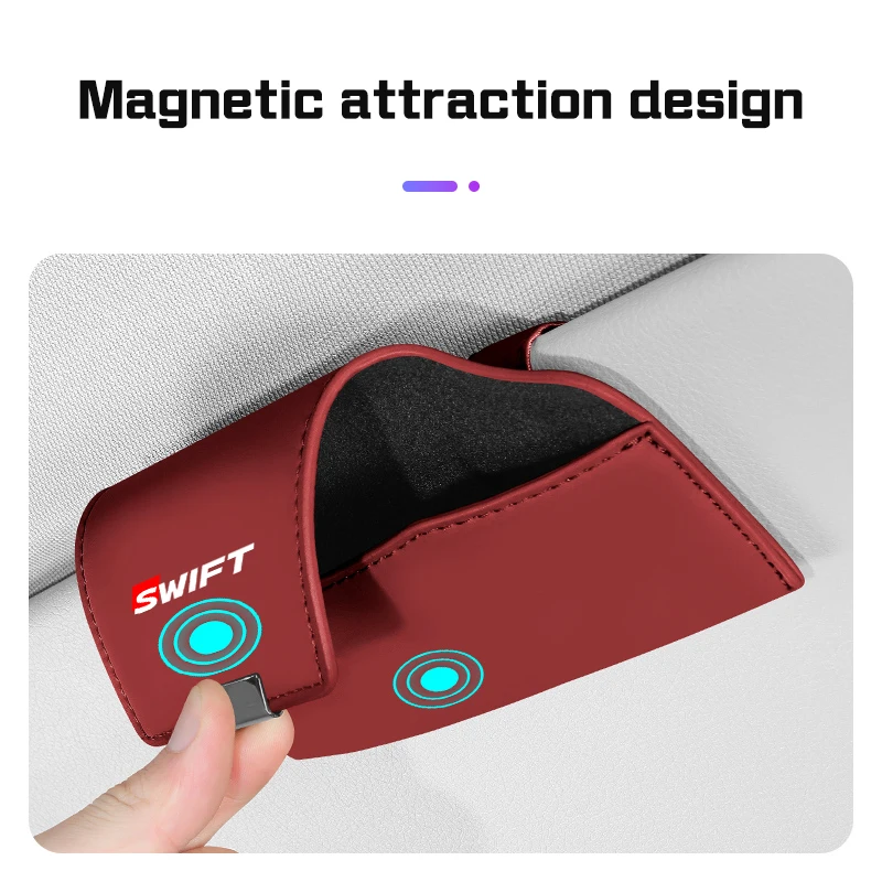 Car Interior Sunglasses Storage Box Leather For Suzuki Jimny jb64 jb43 jb74 Swift Kizashi Liana Delica Grand Visor Glasses Case view 5
