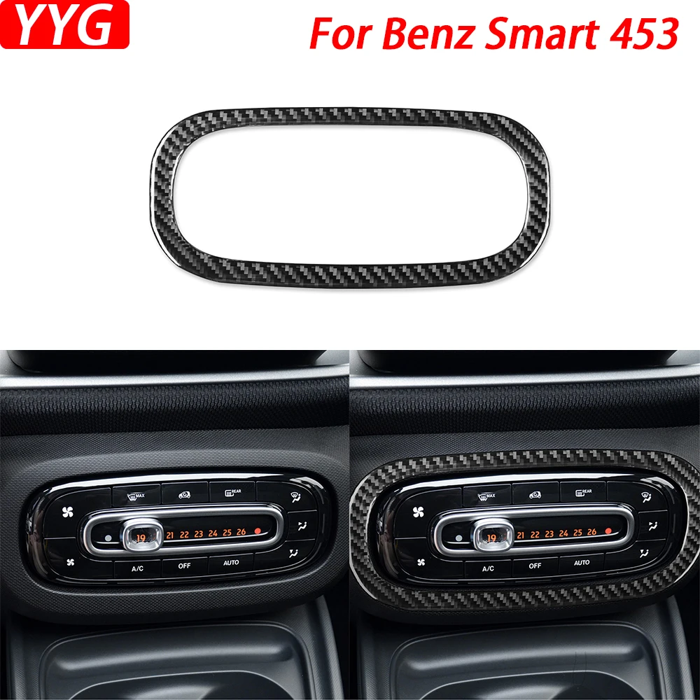 

For Mercedes Benz Smart 453 Fortwo 2016-2021 Carbon Fiber Central Air Conditioning Control Panel Trim Ring Car Interior Sticker