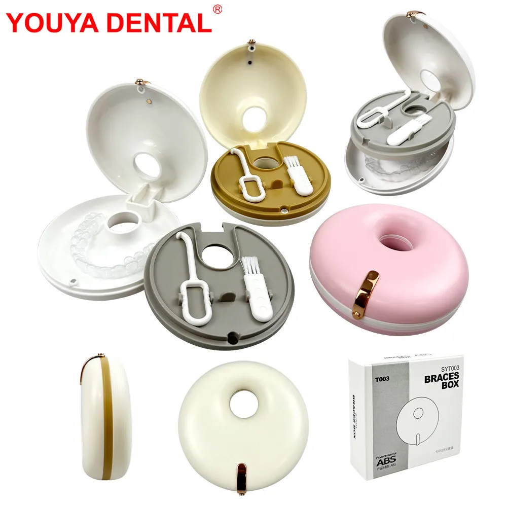 

2 Layers Braces Box Case Magnetic Doughnut Shape Retainer Case Orthodontic Denture Storage Box Remover Aligner Chewies Organizer