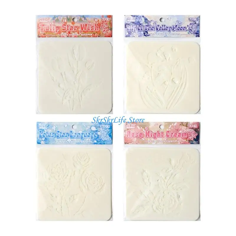 

E65E 6 Pcs Retro Floral Stencils Hollow Out Template Drawing Stencils Craft Supplies