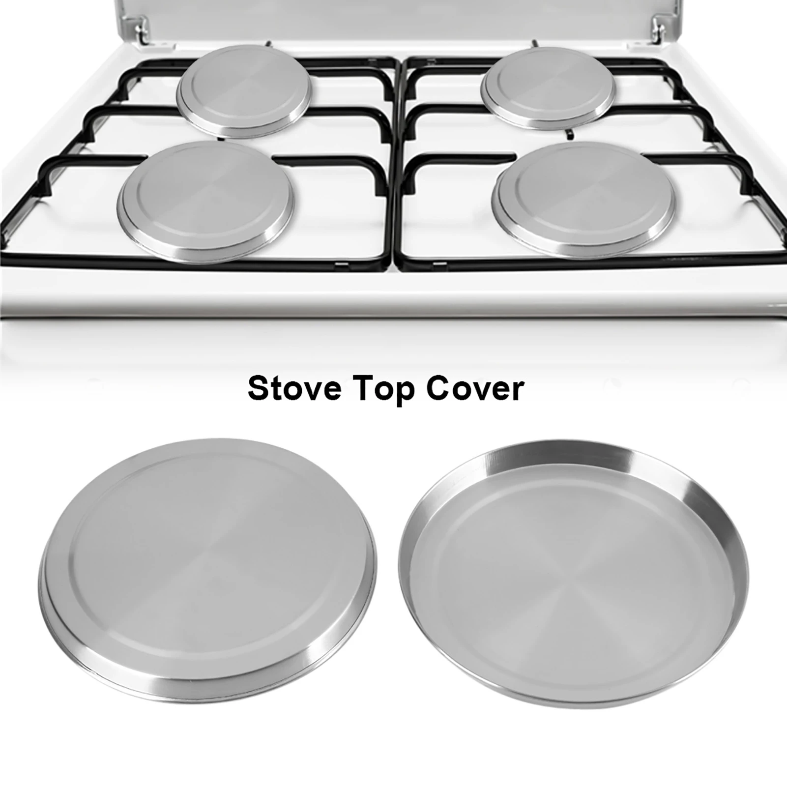 4PCS Stove Burner Covers Stainless Steel Gas Cooker Protector Caps Kitchen Top Burner Protection Cover Reusable