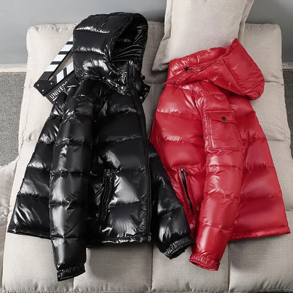 Casaco de algodão de inverno masculino capuz destacável manga longa cor sólida jaqueta acolchoada com bolsos impermeável quente parkas outerwear