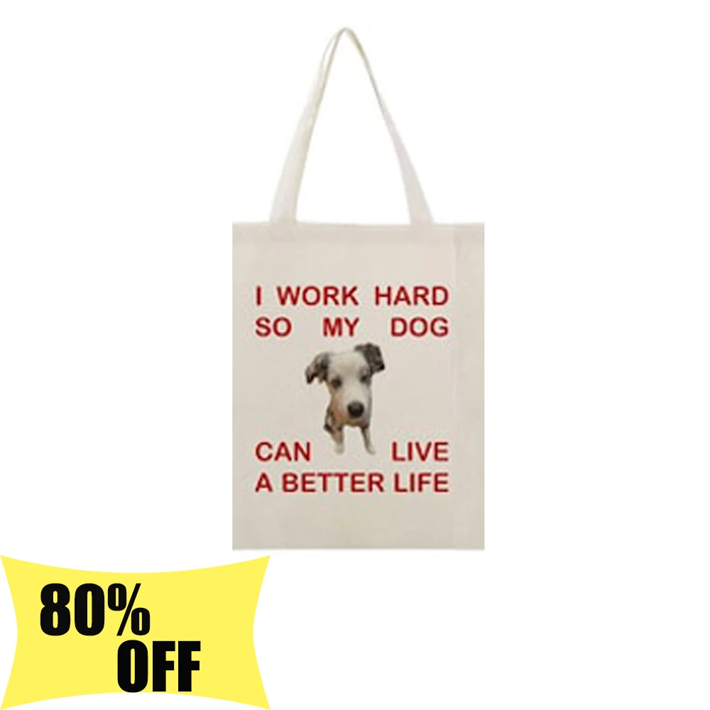 

Custom Dog Photo Canvas Bag Eco Friendly Reusable Personalized Dog Lover Gift for Dog Dad Dog Mom Women's Bag for Travel Beach