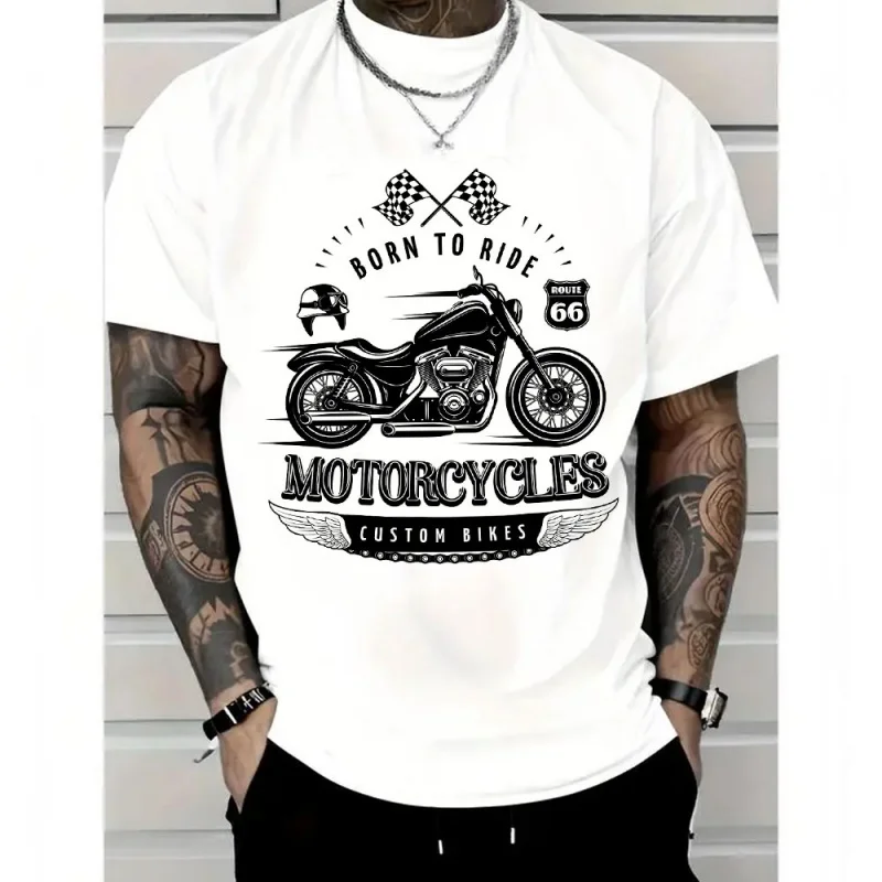 

Born to ride Route 66 Retro Cafe Racer Gift T-Shirt for Racing bikers 100% cotton Motorcycle Graphic clothes 0419 All size Tops