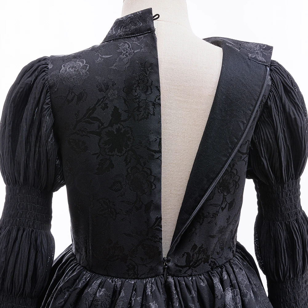 Mädchen Langarm Schwarzes Kleid Ausgefallenes Hexen-Cosplay-Kostüm Hexen-Halloween-Kleid Karneval Geburtstagsfeier Kinderkleidung – Detail 6