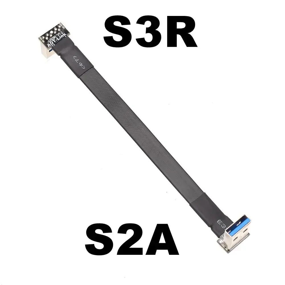 ADT-Link USB 3.0 A Cable USB Type A To USB A Male To Male Data Extension Cable 90 Degree Double Angled Flat Adapter Cord 10G/Bps