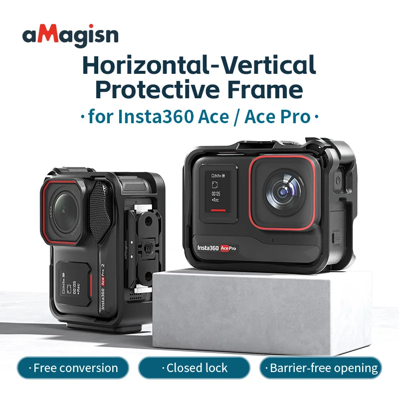 Amagisn Protective Frame Cage For Insta360 Ace Pro Ace Pro 2 Horizontal Vertical Shooting Action Camera Accessory