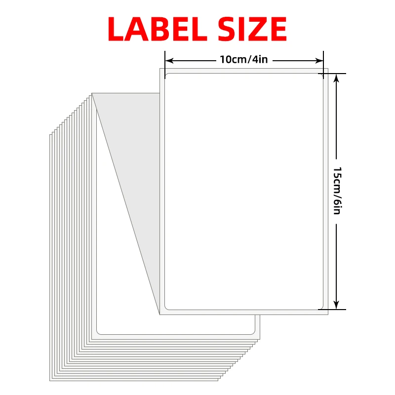 4X6 Inch Thermal Paper 100X150Mm Self-Adhesive Labels, 500 Sheets/Stack, Waterproof and Scratch-Resistant Adhesive Labels for Dhl Ups Express Barcode Labels, Compatible with Most Thermal Printers
