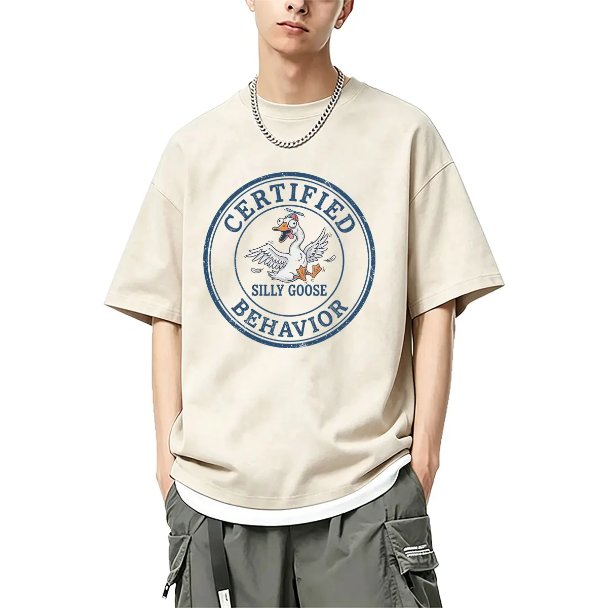 Certified Silly Goose Behavior Funny Meme T Shirt Men Women Casual Cotton Vintage T-shirt Oversized T-shirts Streetwear Unisex