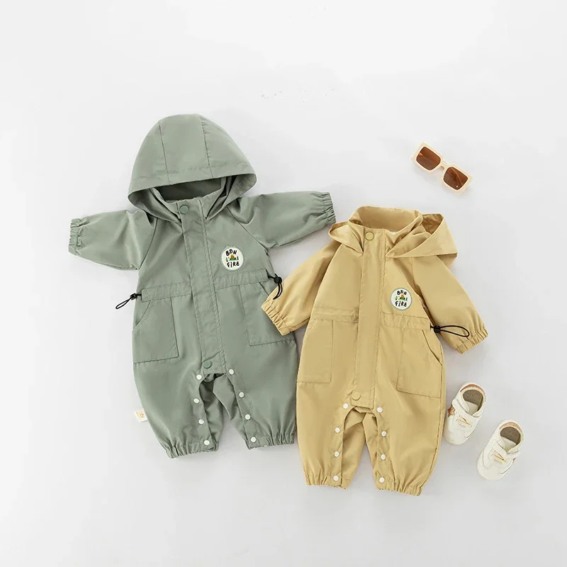 Autumn Baby Outdoor One-piece Jacket Warm Windproof Infant Hooded Jumpsuit Casual Toddler Warm Outerwear