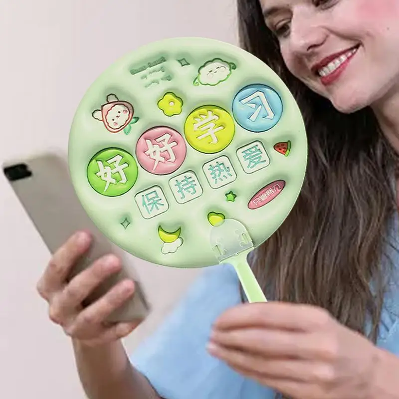 Cartoon Handheld Fans Letter Patterns Handheld Cooling Fans Manual Small Fan Cute Novel Home Personal Decoration Summer Round