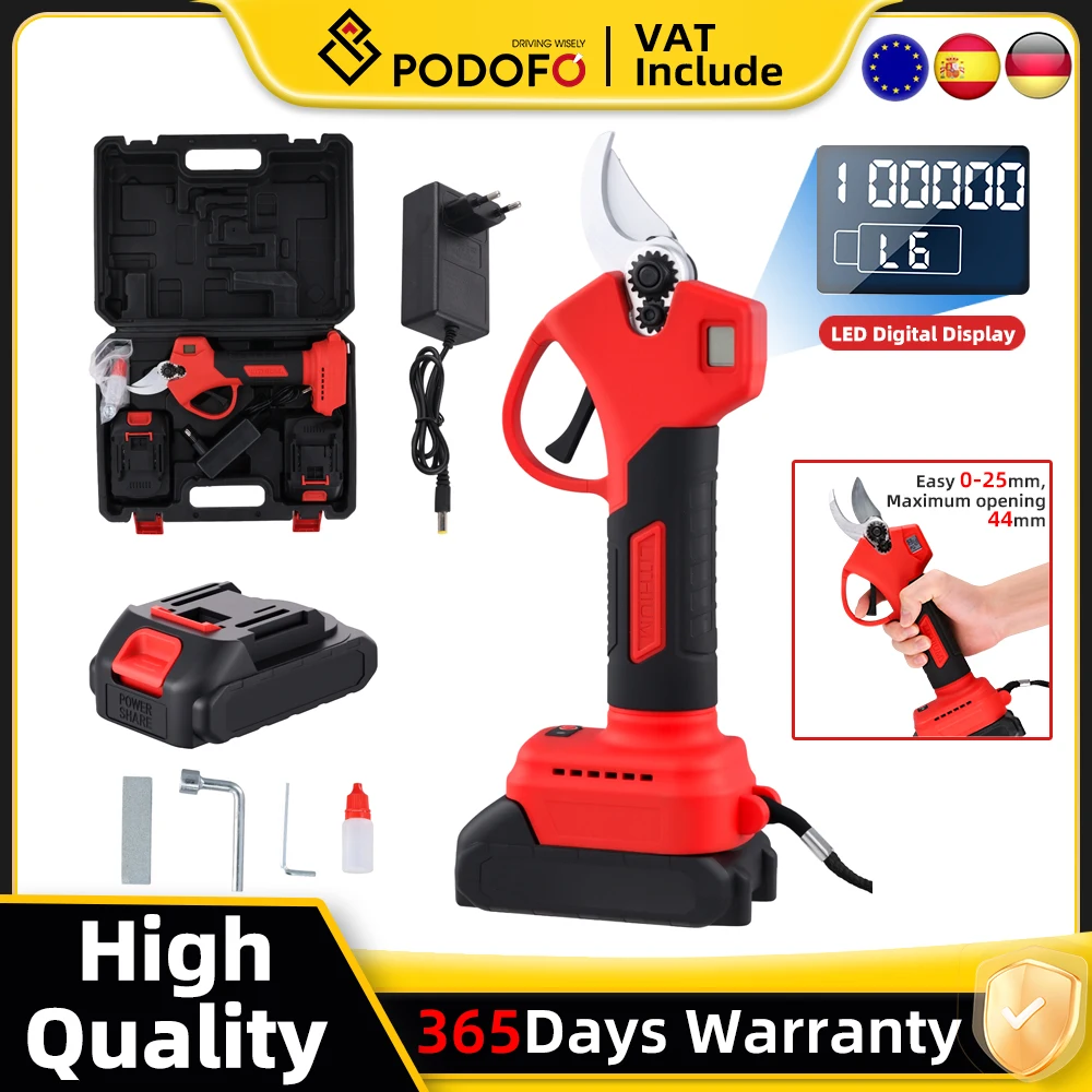 Image of Podofo 44mm Brushless Potatura Cesoie 21V Cordless Elettrico Potatura Cesoie Albero Bonsai Potatura Rami Taglierina Per Makita Batteria cod004